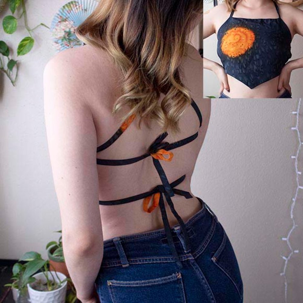⋆ halter neck tie crop top